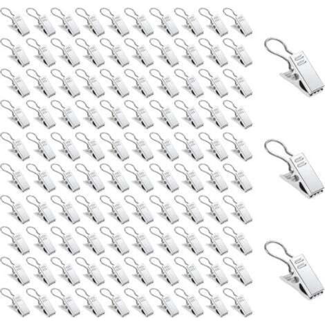 Silberne Metall-Gardinenclips – 100-teiliges Set mit Haken und Ringen, ideal für Duschen und Fenster (1/4)