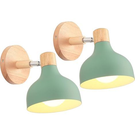 Verstellbare Wandleuchte aus Holz und Metall – Retro-Vintage-Stil – Lampenschirm 15 cm × 17 cm – E27-kompatibel – Für den Innenbereich in Schlafzimmern, Fluren und Wohnzimmern (1/5)