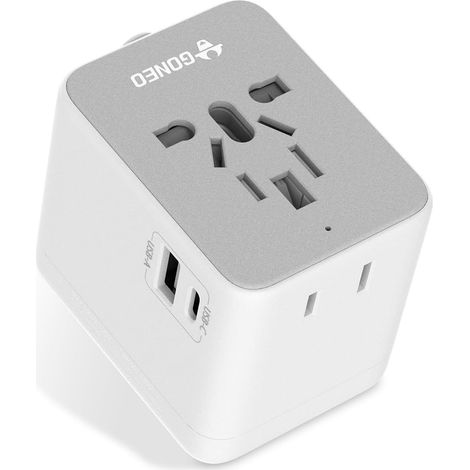 Adaptateur de voyage universel, prise de voyage universelle avec port USB/C/Type A et AC, compatible avec plus de 200 pays. Convertisseur de puissance (1/5)