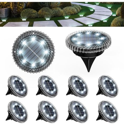 10er-Pack IP44 wasserdichte Solar-Außenleuchten für Treppen, Terrasse, Einfahrt (kaltweiß)