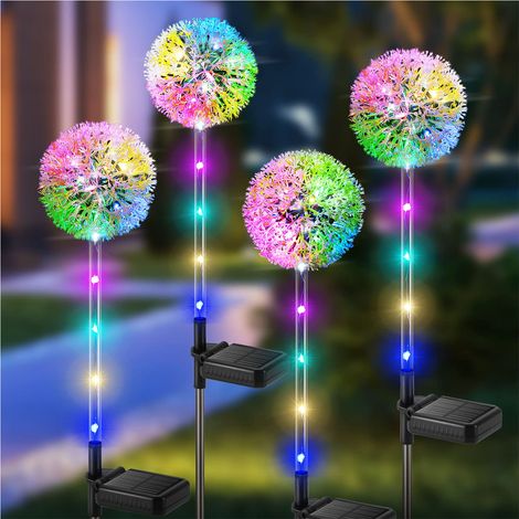Lampe Solaire Exterieur, 4 Pièces de Lampe Solaire Pissenlit Fleur avec Changement de Couleur LED, IP65 Étanche Lampe Solaire Exterieur Jardin pour Extérieur (1/5)