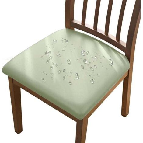 Lot de 4 housses de chaise vert clair, 36-48 cm, housses de chaise amovibles en similicuir imperméable avec boucles, adaptées aux chaises de salle à manger