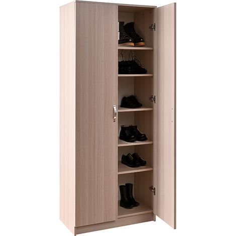 Mobile Armadio Scarpiera Casa 6 Ripiani Porta Scarpe con 2 Ante Multiuso Olmo (1/5)