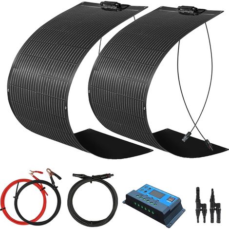 Kit de panneaux solaires WUZECK, conception flexible de 200W, comprend un contrôleur de charge de 20A (1/2)