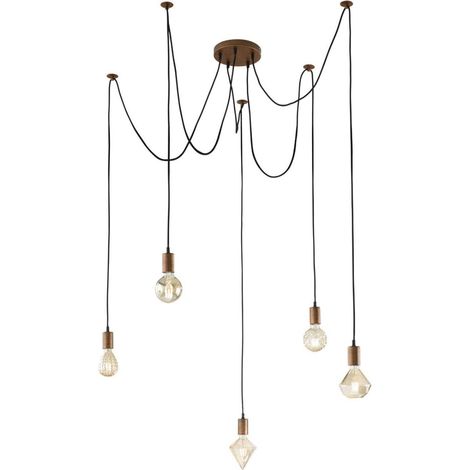 Lampada a sospensione in metallo rame antico – Regolabile in altezza fino a 200 cm – Montaggio a soffitto – Per ambienti moderni – Trio