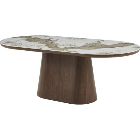Tavolo da pranzo ovale in ceramica Pandora "Bellagio" - 8 posti a sedere - Beige
