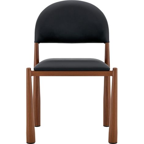 Lot de chaises 80 cm 2 chaises revêtement pu chaise de cuisine 2 style moderne dossier semi-rond assise rembourrée piètement métal (1/5)
