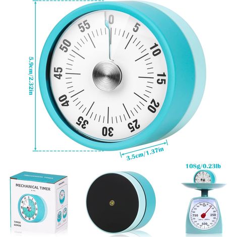 Minuteur de cuisine magnétique, horloge numérique visuelle 60 minutes minuterie de cuisine mécanique (1/4)