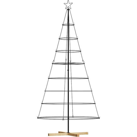 vidaXL Árbol Cono de Navidad con soporte Negro 210 cm Acero (1/5)