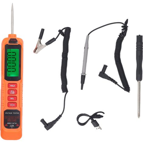 Penna intelligente per il test della tensione dell'auto, display retroilluminato, DC AC 0V-600V, tester automatico bidirezionale. (1/5)