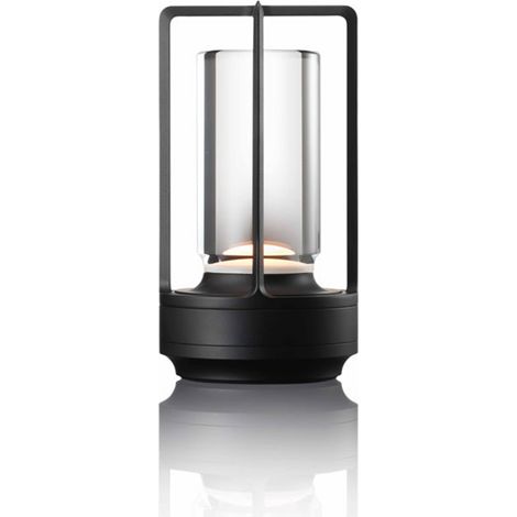 Ortviai Lampe de Table Sans Fil en Aluminium et Acrylique, Réglable et Rechargeable – Noir (1/5)