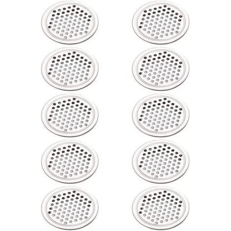 10pcs Round Stainless Steel Ventilation Grille for Bathroom, Kitchen, Cabinets, Shoe Cabinets, 53mm (1/5)