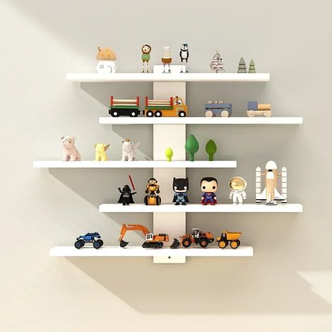 Étagère murale réglable à 5 niveaux (blanche) pour figurines, objets de collection et petits blocs de construction - Rangement et décoration intérieure modernes (1/5)