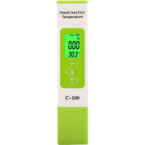 Salinity Water Quality Test, C-100 5 in 1 Salinity TDS EC Seawater Tester Multifunction Water Quality Tester with Backlight (1/5)