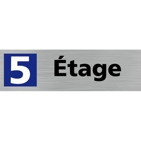 Pictogramme ETAGE 5 (Q0322).- Adhésif aspect aluminium brossé - (1/5)