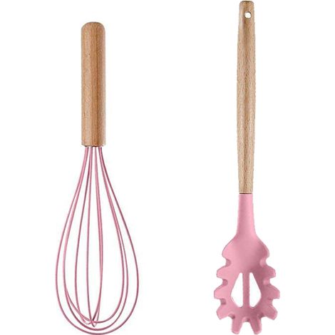 Ustensiles De Cuisine En Bois - Résistants À La Chaleur Pour Ustensiles Antiadhésifs - Set De 2 Pièces (1/5)