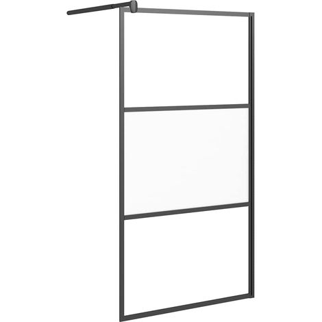 vidaXL Pantallas de ducha Negro 100 x 195 cm Vidrio y Aluminio (1/2)