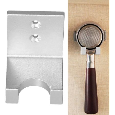 Poignée pour machine à café, poignée pour expresso, adhésive, à perforer, double usage, auto-adhésive, support de rangement sans traces, argentée (1/5)
