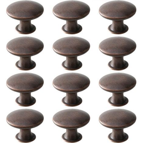 Lot de 12 boutons de porte pour placard, style vintage, ronds, en métal, pour cuisine et salle de bain, 30 x 21 mm, cuivre (1/4)