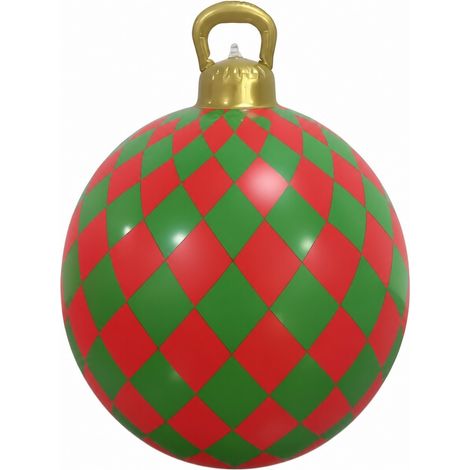 Boule de Noël gonflable de 61 cm (24 pouces), décoration de jardin en PVC, ornement à suspendre sous les avant-toits d'arbres et sur la pelouse (1/5)