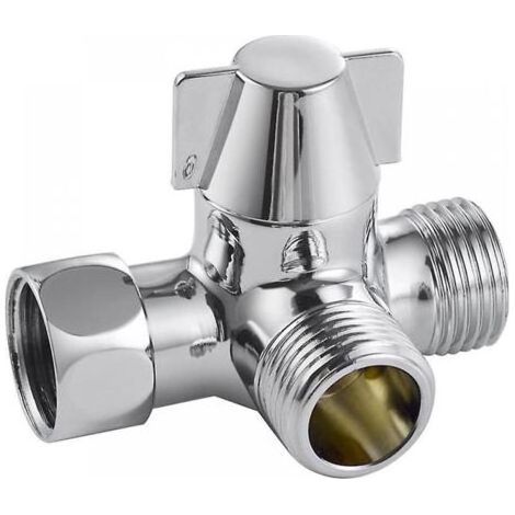 Inverseur De Dérivation À 3 Voies - Robinet En Laiton Massif - Raccord G1/2 - Pour Bras De Douche Et Pomme De Douche - 1 Pièce (1/5)