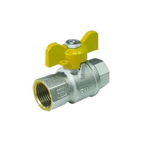 Tiemme - Valvola/Arresto A Sfera Gas Diritta Femmina/Femmina 3/4" Con Farfalla Gialla