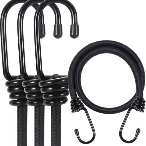 Lot de 3 Cordes Élastiques 6mm avec Crochets (60+90+150cm), Sangles pour Vélo Moto Bâche Bagages (1/3)