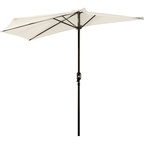 Halbschirm für Balkon mit 5 Metallstreben und Kamin, 2,93 x 1,5 x 2,49 m, hochdichtes Polyester, cremefarben