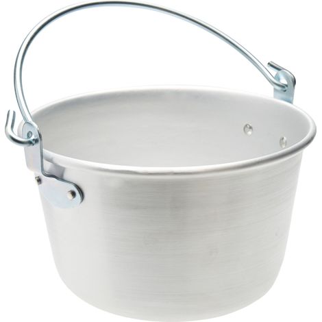 Pentole Agnelli Family Cooking Alluminio Paiolo con Manico ad Arco, Argento, 28 cm