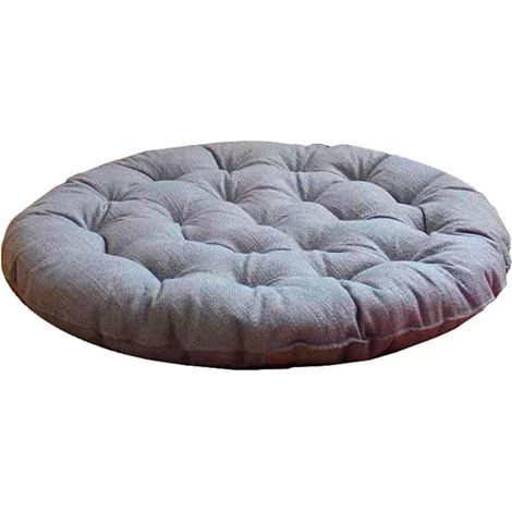 Grands coussins de sol en lin, coussins futon ronds de style japonais capitonnés, coussins de méditation pour s'asseoir sur un canapé de yoga ou un balcon (66 x 66 cm, couleur : gris clair) (1/5)