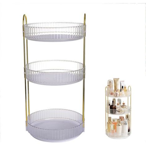 Mensola cosmetica, mensola cosmetica girevole a 360 gradi, grande mensola espositiva per profumi/tavolo da trucco/cosmetici, bagno/camera da letto (trasparente) (1/5)