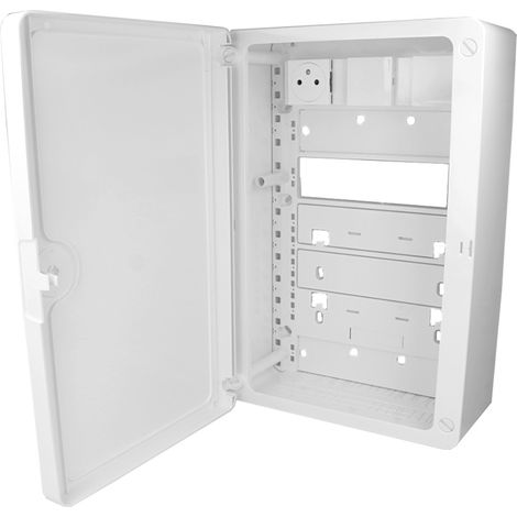 Bis-Electric – Coffret de communication avec coiffe et porte – Montage en saillie – Compatible avec prise 45x45 – GTL