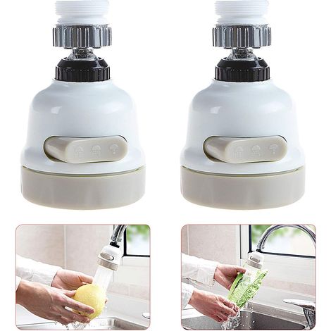 Aérateur De Robinet - Tête Pivotante 360° - Filtre Intégré - Réduction De Débit Jusqu'à 50 % - Pour Robinet Cuisine Lavabo Salle De Bain - Lot De 2 (1/5)