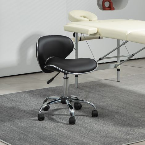 Tabouret tournant 360° noir avec accoudoir, hauteur réglable 44-56 cm, roues, chaise de bureau ajustable (1/5)