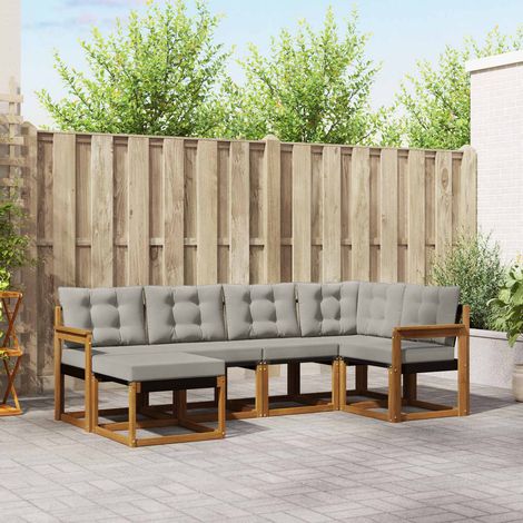 vidaXL Outdoor Sofa Set with Cushion 6 pcs Natural and Light Grey (1/5)
