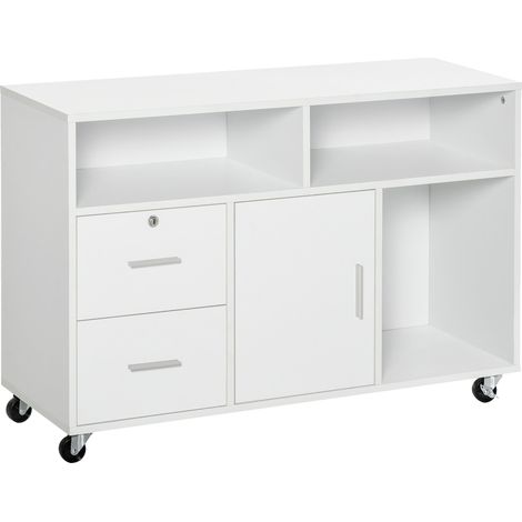 Mobile Porta Stampante con Cassetti 100x35x65 cm in Legno Truciolare Bianco