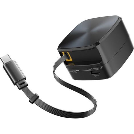 Dieses neue 35-W-GaN-Schnellladekabel ist faltbar und tragbar, verfügt über einen USB-C-Anschluss und ist mit Smartphones, Tablets und Laptops kompatibel. Es ist in Schwarz erhältlich.