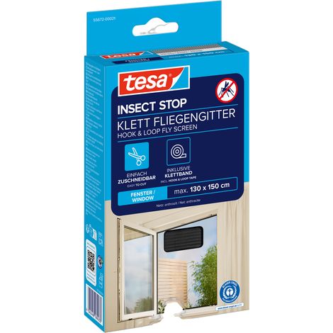 Mosquitera TESA para ventana, malla para ventana, velcro, cinta de velcro, negra, 1,3 x 1,5 m (1/5)