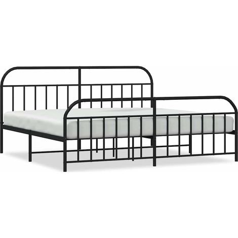 Maison Exclusive - Giroletto con Testiera e Pediera Metallo Nero 193x203 cm (1/5)