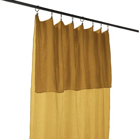 Rideau ajustable 140 x 300 cm en double gaze de coton jaune - PEPA (1/5)