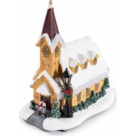 Decorazione Natalizia da Tavolo a Forma di Chiesa con Luci e Melodie Idea Regalo (1/2)