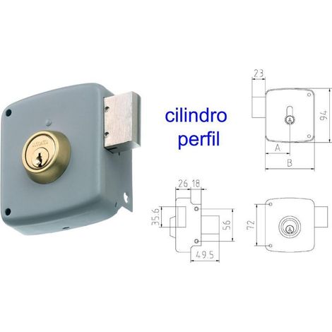mcm cerradura sobreponer 2524p-  80-izqda pintada cilindro perfi