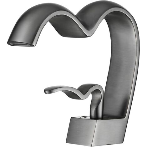 Mitigeur Lavabo Luxe Léger Robinet Salle Bain Eau de Cascade Robinet Lavabo Chaud et Froid Réglables Robinet Salle de Bain En Forme de Coeur Mitigeur Salle de Bain Un Seul Trou Type Assis (1/5)