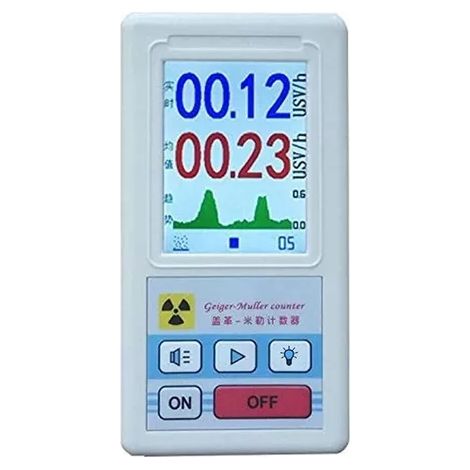 Handheld Geiger Counter Nuclear Radiation Detector, Professional High Accuracy Nuclear Radiation Meter Beta Gamma X Ray Data Tester Marble Dosimeter,White (1/5)
