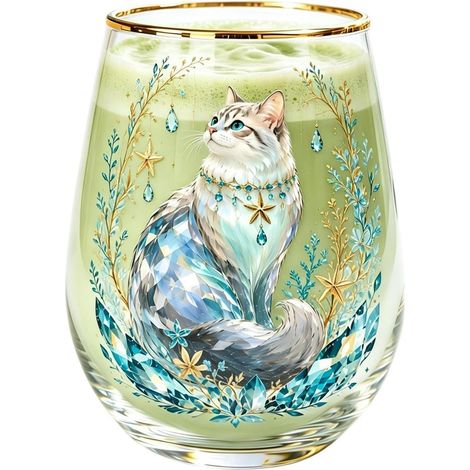 Verres À Boire Bordés D'Or Verres Sans Pied Ornés De Chats Aux Bords Dorés, À Vin En Forme D'Animaux Idéal Pour Boissons : Whisky, Bière, Jus, Lait, Soda, Cocktails, Mariage, Fête Et Maiso (1/5)