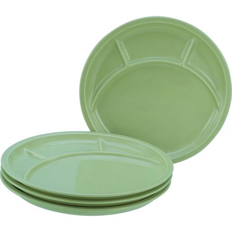 Série Universal Assiette à fondue verte, ensemble de vaisselle de 4 pièces, assiette à fondue en porcelaine, convient au lave-vaisselle et au micro-ondes, fabriqué en Europe. (1/5)