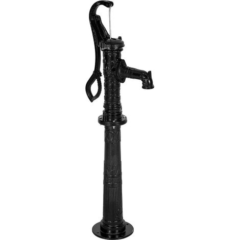 Pompe à eau manuelle en fonte antique, hauteur de refoulement 6 m, base surélevée, raccord NPT 1-1/4 po, installation facile, pour jardin extérieur, bassin, cour et ferme, noire (1/5)
