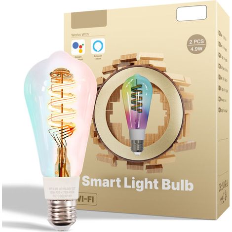 Ampoule connectée 4,9 W E27, remplaçant une ampoule à incandescence de 40 W, compatible avec la gradation RGBCCT (2700-6500 K), Wi-Fi et assistants vocaux, contrôlable via application et commandes voc (1/5)