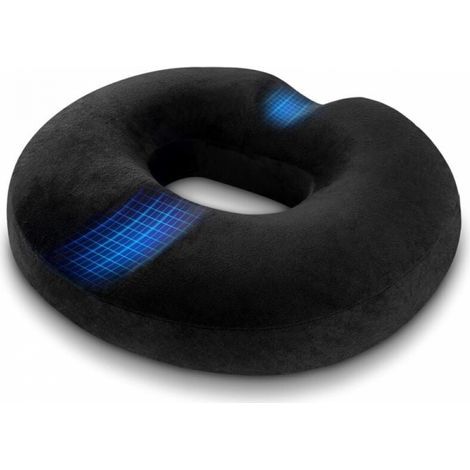 Cuscino ortopedico in memory foam per emorroidi, ideale per alleviare il dolore emorroidario e il dolore post-parto al coccige, per sedia a rotelle, sedile auto, ufficio all'aperto, colore nero. (1/5)