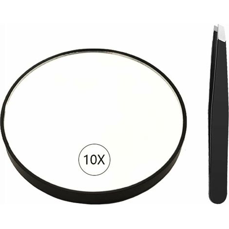 Specchio ingranditore 10x, piccolo specchio ingranditore, specchio da viaggio, specchio compatto per modellare le sopracciglia, 8,9 cm